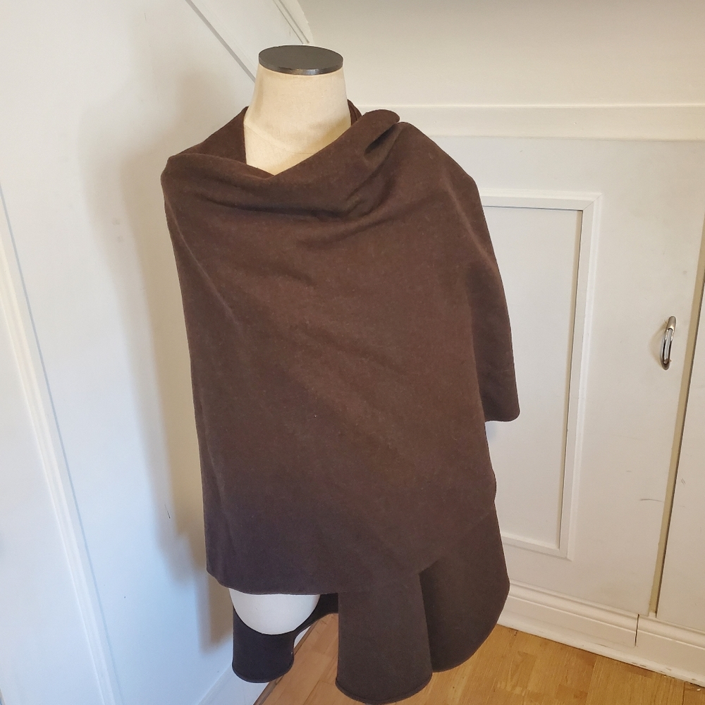 Vintage Canada Chocolate Minimalist Doen Old Money Poncho Cape Rich Wool Heavy - Picture 6 of 12